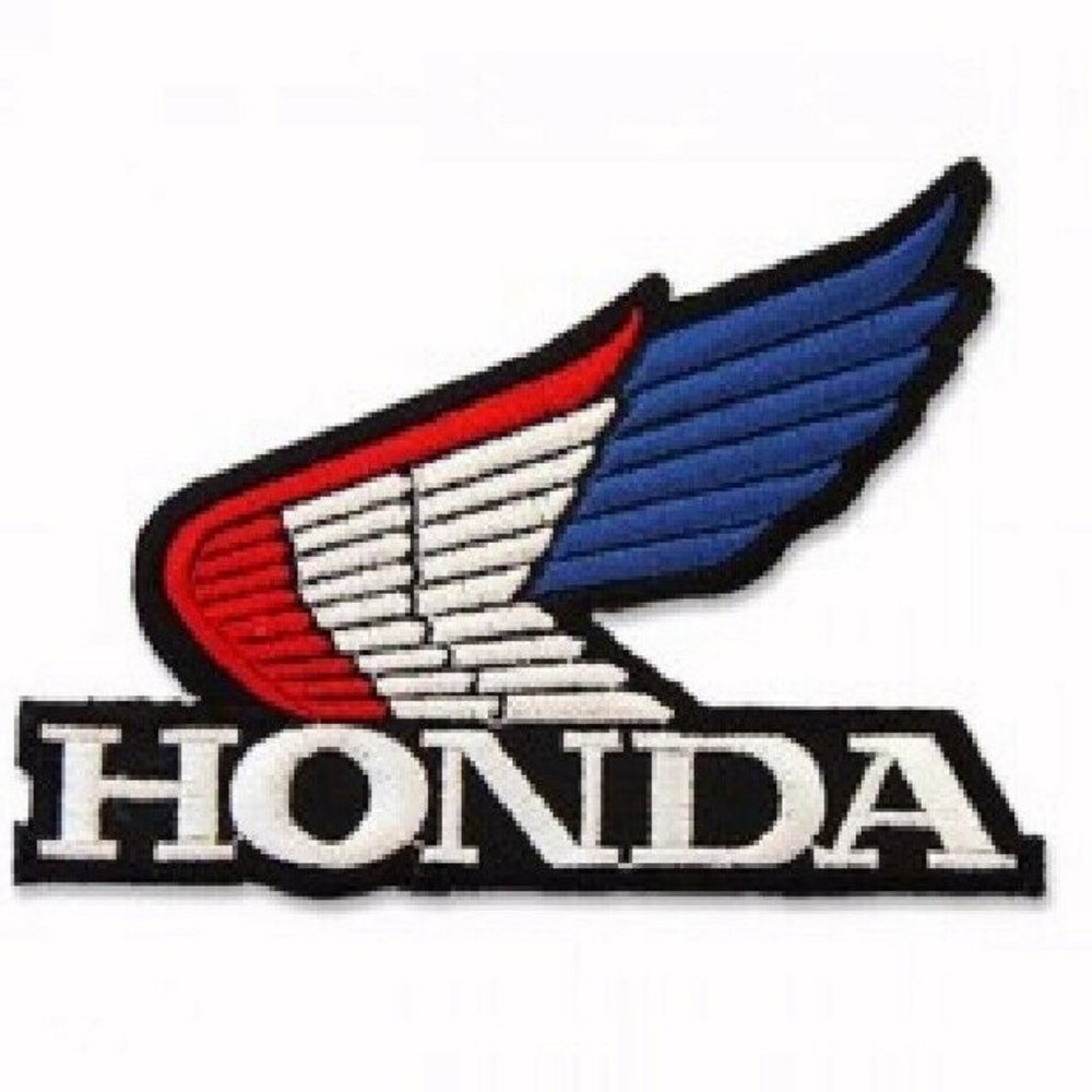 Honda Wing Red-Wht-Blu Embroidered Iron-On Patch - NEW